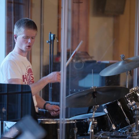 Zachary Todd playing drums